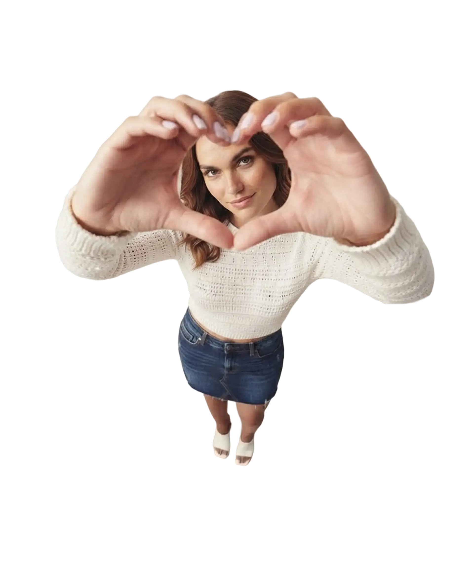 Pixsee viewer forming a heart shape with their hands